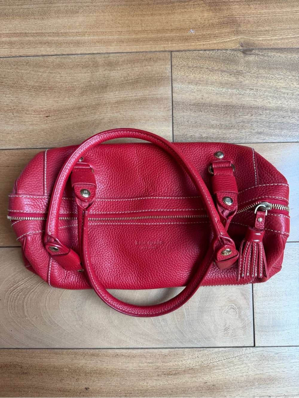 Kate Spade Red Pebbled Leather Purse with Tassel